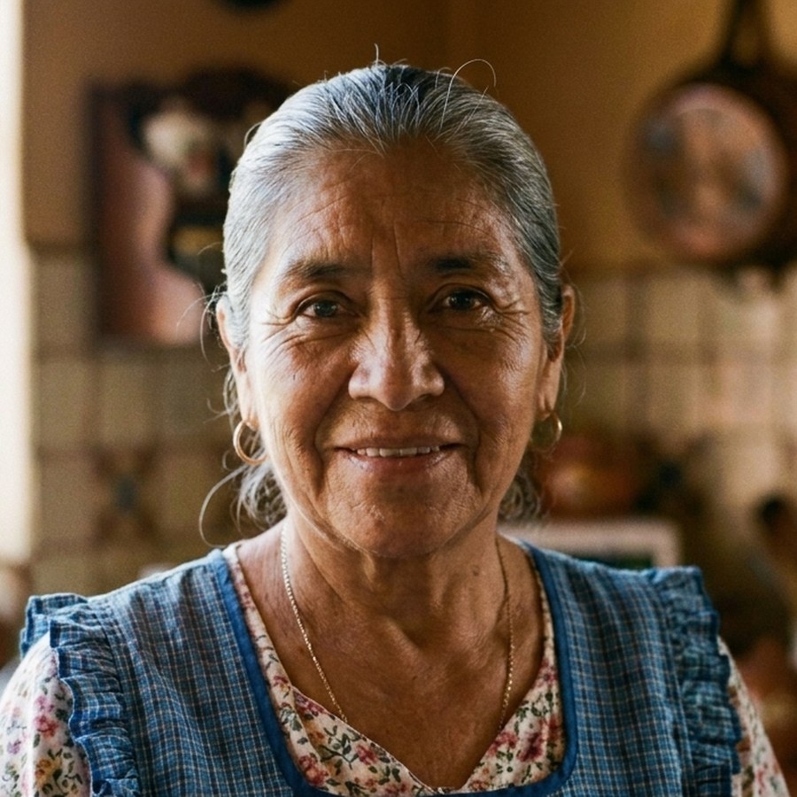 Victoria Mendoza in her kitchen
